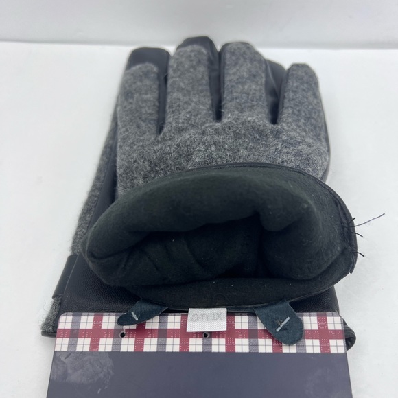 THE ORIGINAL BEN SHERMAN, MENS WARM GLOVES, FAUX WOOL & LEATHER, GREY & BLACK,XL - Picture 9 of 13